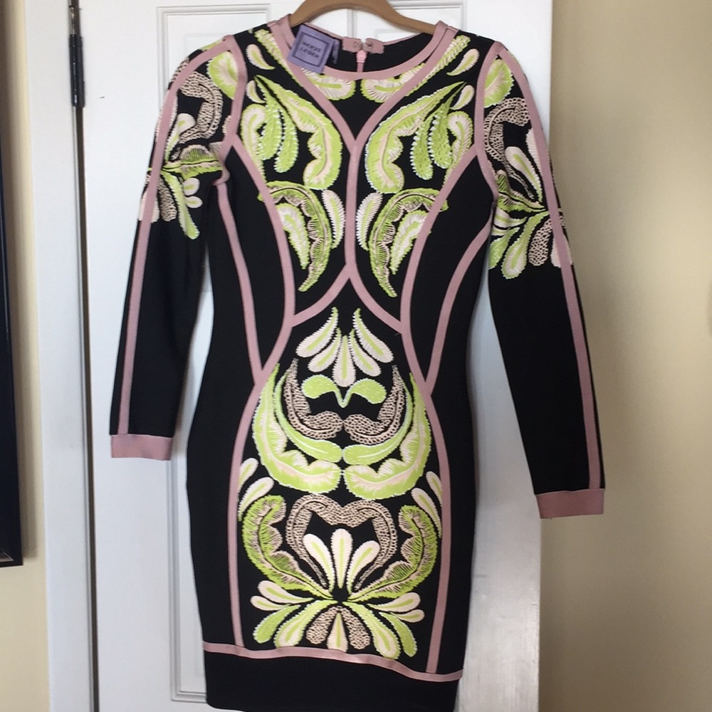 Herve Leger spandex long sleeve dress